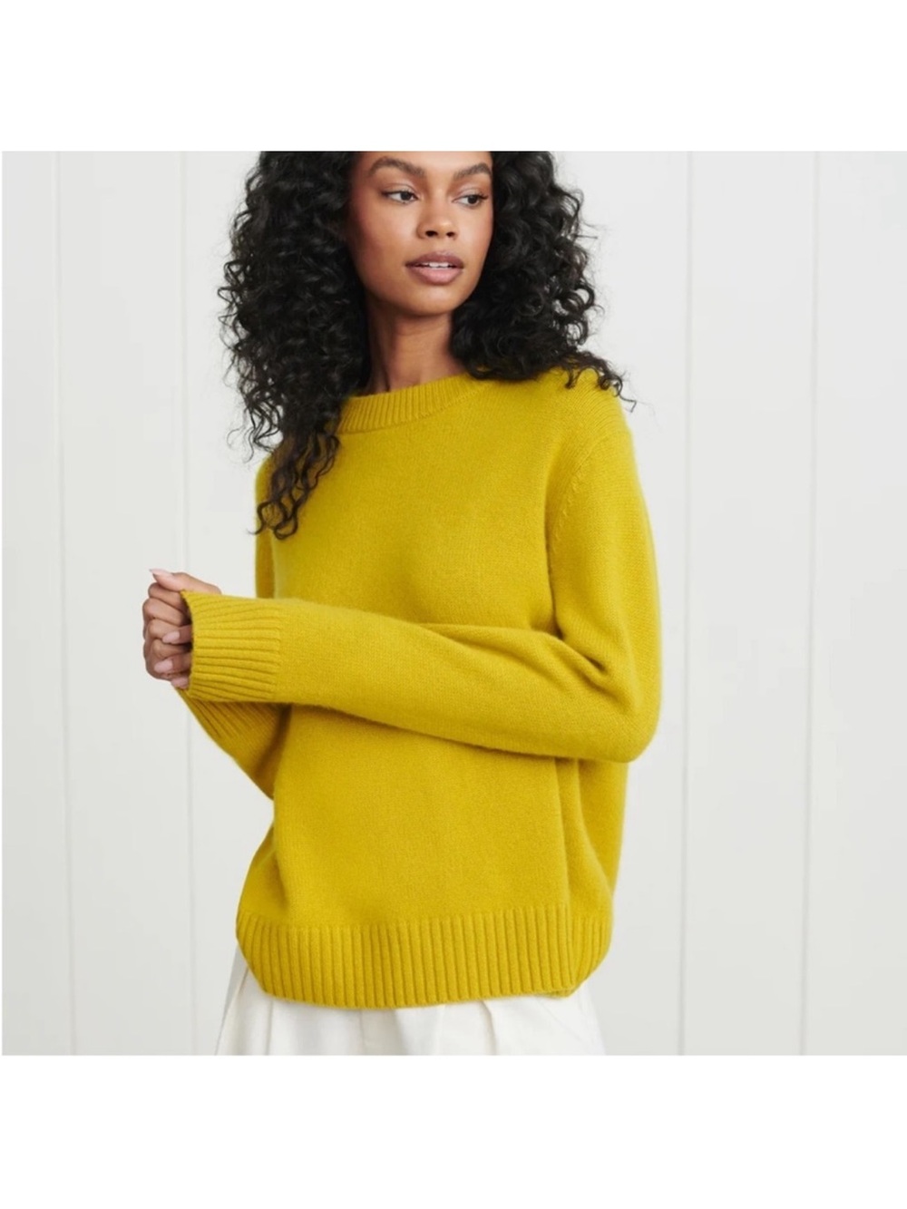 Jenni Kayne Cashmere Oversized Crewneck, Chartreuse, Size XS